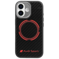 Audi RSQ Carbon Fiber Sport Red Circle MagSafe Case for iPhone 17 - Black