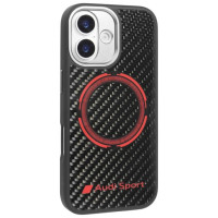Audi RSQ Carbon Fiber Sport Red Circle MagSafe Case for iPhone 17 - Black