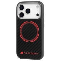 Audi RSQ Carbon Fiber Sport Red Circle MagSafe Case for iPhone 17 Pro - Black