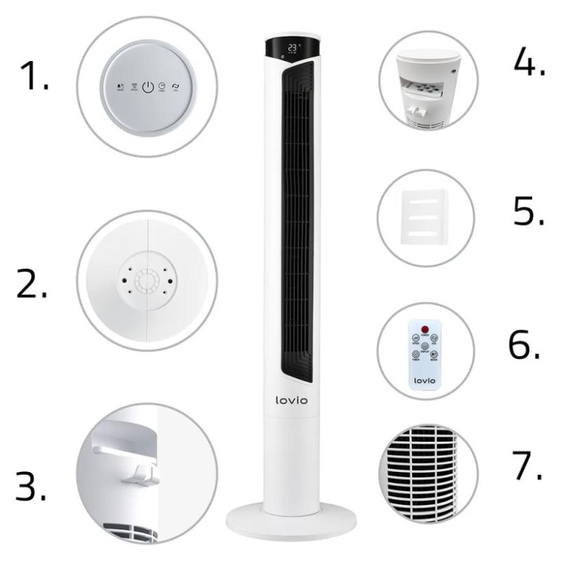 Lovio LVTF101N24C-WH Tower Fan AirWave White