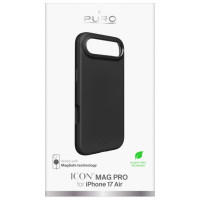 Puro Pure Icon Mag Pro Liquid Silicone Case for iPhone 17 Air, MagSafe Compatible, with Camera Protection and Aluminum Buttons - Black