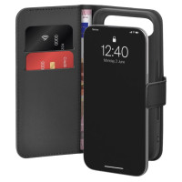 Puro Wallet Stand Case for iPhone 17 Air made of eco-leather, with a flap, wallet and stand function - black