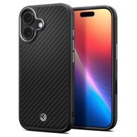 Spigen Enzo Aramid "T" MagSafe case for iPhone 17 - black and silver