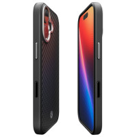 Spigen Enzo Aramid "T" MagSafe case for iPhone 17 - black and silver