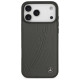Mercedes Leather Large Laurel Leave MagSafe Case for iPhone 17 Pro Max - Black and Gray