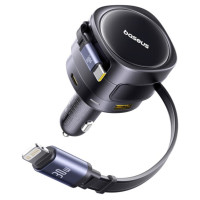 Baseus Enjoyment Max 90W Car Charger 2x USB-C + USB-C and Lightning Cable - Black