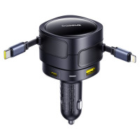 Baseus Enjoyment Max 90W Car Charger 2x USB-C + USB-C and Lightning Cable - Black