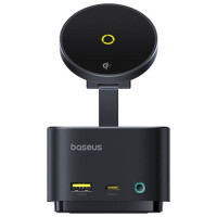 Baseus MagPro Series II 7-in-1 USB-C Hub with MagSafe-compatible Charger 15W + HDMI + USB-A + USB-C + SD/TF - Black