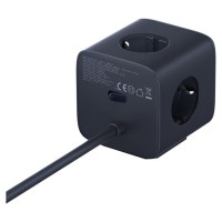 Baseus EnerFill FA11 67W Power Strip, USB-A + USB-C Cube + 3 x EU Socket 1.5m - Black