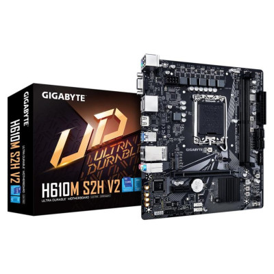 Gigabyte Mainboard|GIGABYTE|Intel H610|LGA1700|Micro-ATX|Memory DDR5|Memory slots 2|1xPCI-Express 3.0 1x|1xPCI-Express 4.0 16x|1xM.2|1x15pin D-sub|1xHDMI|2xDisplayPort|4xUSB 2.0|2xUSB 3.2|1xPS/2|1xRJ45|3xAudio port|H610MS2HV21.0
