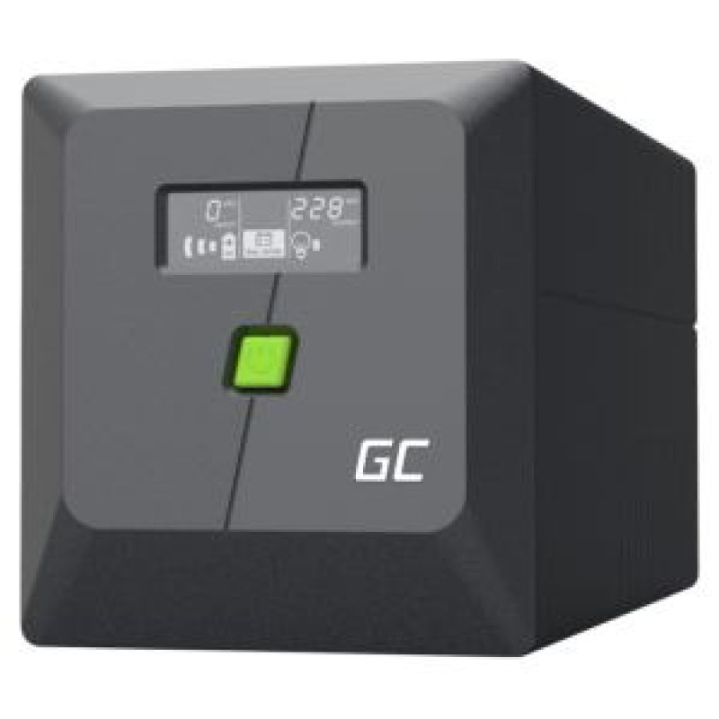 Green Cell Nepārtrauktas baro&scaron;anas bloks Green Cell PowerProof LCD UPS 1000VA 600W USB 2x Schuko + 2x IEC