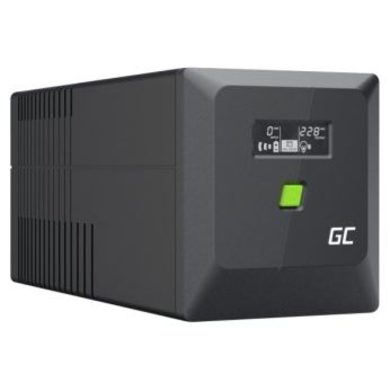 Green Cell Nepārtrauktas baro&scaron;anas bloks Green Cell PowerProof LCD UPS 1000VA 600W USB 2x Schuko + 2x IEC