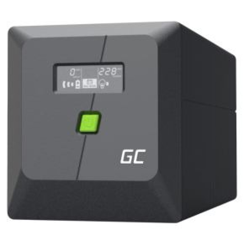 Green Cell Nepārtrauktas baro&scaron;anas bloks Green Cell PowerProof LCD UPS 1000VA 700W USB 2x Schuko + 2x IEC