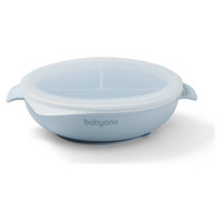Babyono Silikona šķivis ar piesūcekni un vāku 1661/01 blue