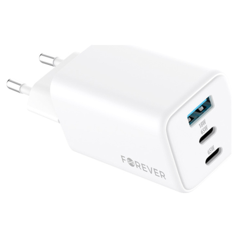Forever TC-08-65ACC Mobilo telefonu lādētājs 2xType C + USB 65W