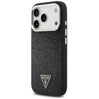 Guess Glitter Triangle Logo MagSafe Case for iPhone 17 Pro - Black