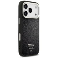 Guess Glitter Triangle Logo MagSafe Case for iPhone 17 Pro - Black