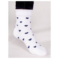 Yoclub Zeķes frotē 31/34 SKF-0003 white hearts