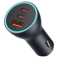 Baseus Golden Contactor Pro car charger USB-A + 2x USB-C 65W dark gray (CGJP010013)