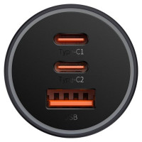 Baseus Golden Contactor Pro car charger USB-A + 2x USB-C 65W dark gray (CGJP010013)