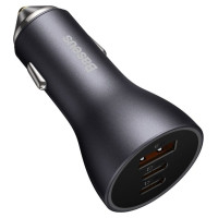 Baseus Golden Contactor Pro car charger USB-A + 2x USB-C 65W dark gray (CGJP010013)