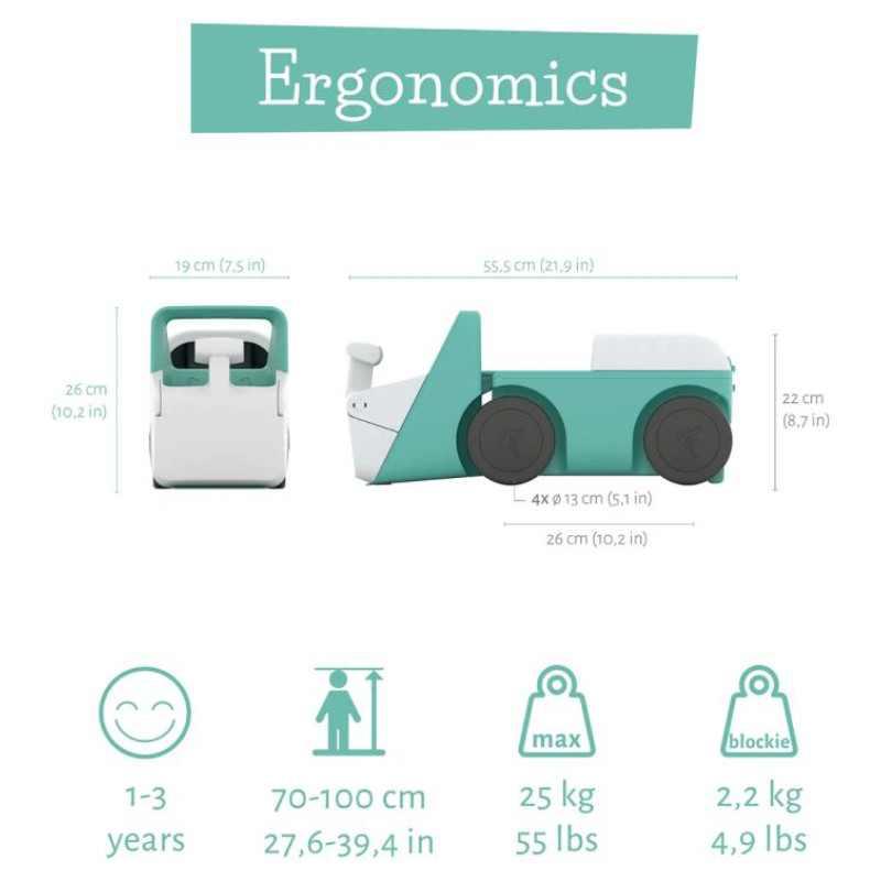 Chillafish Blockie četrritenis, piparmētru zaļa, no 1 līdz 3 gadiem - CPBL01MIN