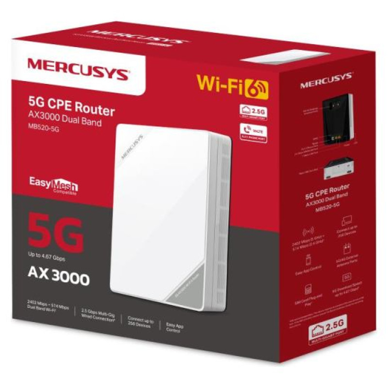 Mercusys Wireless Router|MERCUSYS|3000 Mbps|LAN \ WAN ports 1|MB520-5G