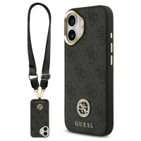 Guess 4G Strass Logo & Big Strap Metal Buttons MagSafe Case for iPhone 17 - Black