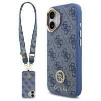 Guess 4G Strass Logo & Big Strap Metal Buttons MagSafe Case for iPhone 17 - Blue