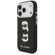 Karl Lagerfeld FW Grained Karl & Choupette Heads Pins & Logo iPhone 17 Pro Case - Black