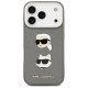 Karl Lagerfeld FW Grained Karl & Choupette Heads Pins & Logo iPhone 17 Pro Case - Gray