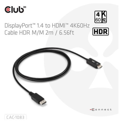 Club3D CABLE DP TO HDMI 2M/CAC-1083 CLUB3D