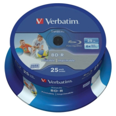 Verbatim BD-R Verbatim 25GB 6x Datalife 25 Pack Spindle Wide Printable no ID