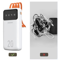 Dudao capacious powerbank with 3 built-in cables 20000mAh USB Type C + micro USB + Lightning white (Dudao K6Pro +)