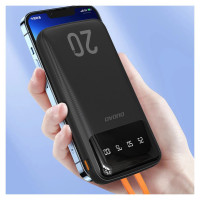 Dudao capacious powerbank with 3 built-in cables 20000mAh USB Type C + micro USB + Lightning black (Dudao K6Pro +)