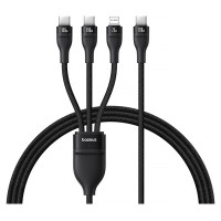 Baseus Flash Series 3 3in1 cable 100W USB-C - USB-C+USB-C+ Lightning 1.5m + 3 x 0.25 m - black