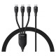 Baseus Flash Series 3 3in1 cable 100W USB-C - USB-C+USB-C+ Lightning 1.5m + 3 x 0.25 m - black
