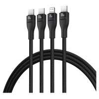 Baseus Flash Series 3 3in1 cable 100W USB-C - USB-C+USB-C+ Lightning 1.5m + 3 x 0.25 m - black