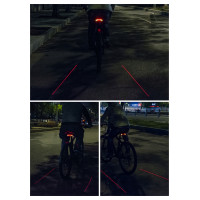 Rockbros LKWD-R1 Rear Bike Light with Laser and Remote Control + Micro USB - USB-A Cable - Black