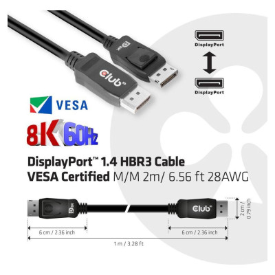 Club3D CABLE DP TO DP 2M/M/M CAC-2068 CLUB3D