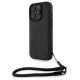 BMW Signature Leather Wordmark Cord Case for iPhone 16 Pro - Black