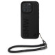 BMW Signature Leather Wordmark Cord Case for iPhone 16 Pro - Black