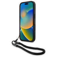 BMW Signature Leather Wordmark Cord Case for iPhone 16 Pro - Black