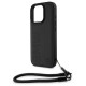 BMW Signature Leather Wordmark Cord Case for iPhone 16 Pro - Black