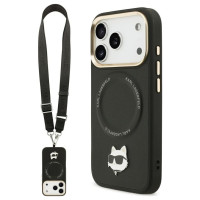 Karl Lagerfeld Big Strap Choupette Metal Logo MagSafe Case for iPhone 17 Pro - Black