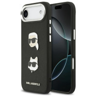 Karl Lagerfeld FW Grained Karl & Choupette Heads Pins & Logo iPhone Air Case - Black