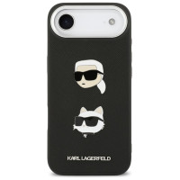 Karl Lagerfeld FW Grained Karl & Choupette Heads Pins & Logo iPhone Air Case - Black