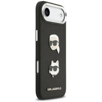 Karl Lagerfeld FW Grained Karl & Choupette Heads Pins & Logo iPhone Air Case - Black