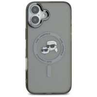 Karl Lagerfeld IML Metal Karl&Choupette Head MagSafe Case for iPhone 16 Plus - Black