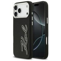 Karl Lagerfeld FW Grained Signature Logo Case for iPhone 17 Pro Max - Black